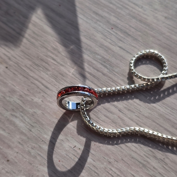 other Jewelry - Sterling Silver Red Crystal Pendant On 24" Chain Also Sterling Silver